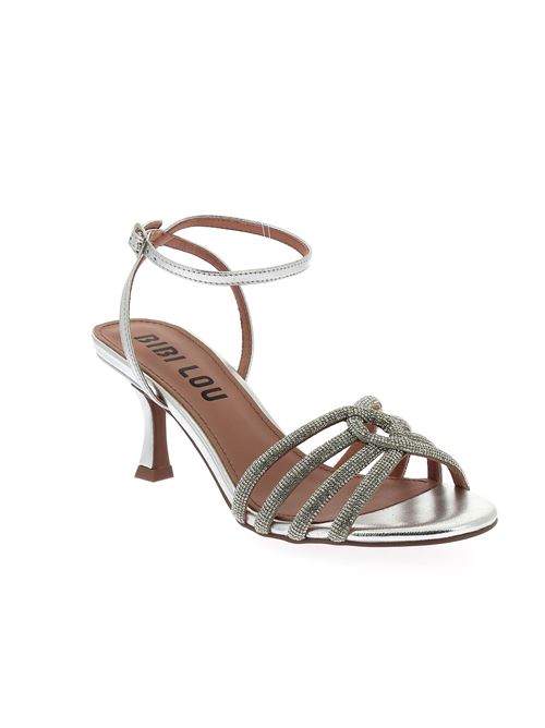 Beril 75 sandalo gioiello con tacco in pelle e strass argento BIBI LOU | 633X